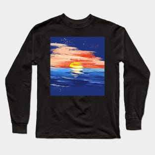 painted sunset on sea Long Sleeve T-Shirt